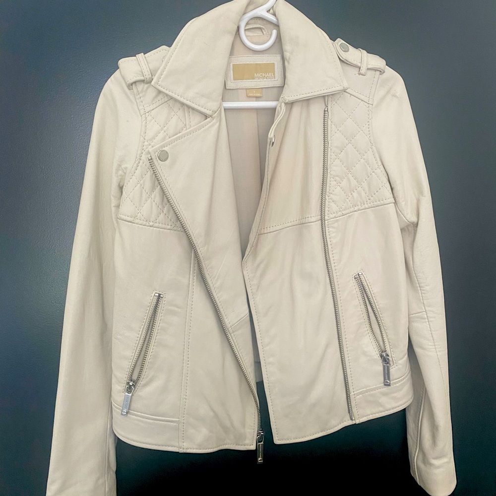 Michael Kors Cropped Leather Jacket. small